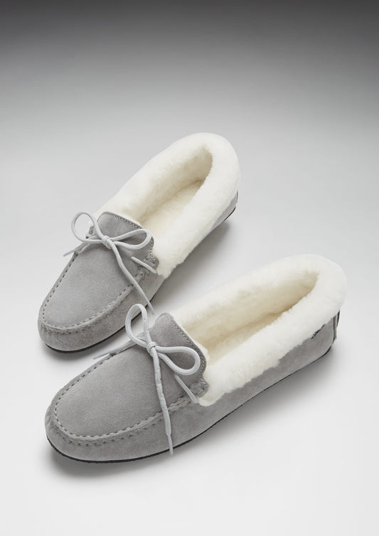 Hugs & Co. Women's Slippers, Sheepskin, Dove Grey Suede