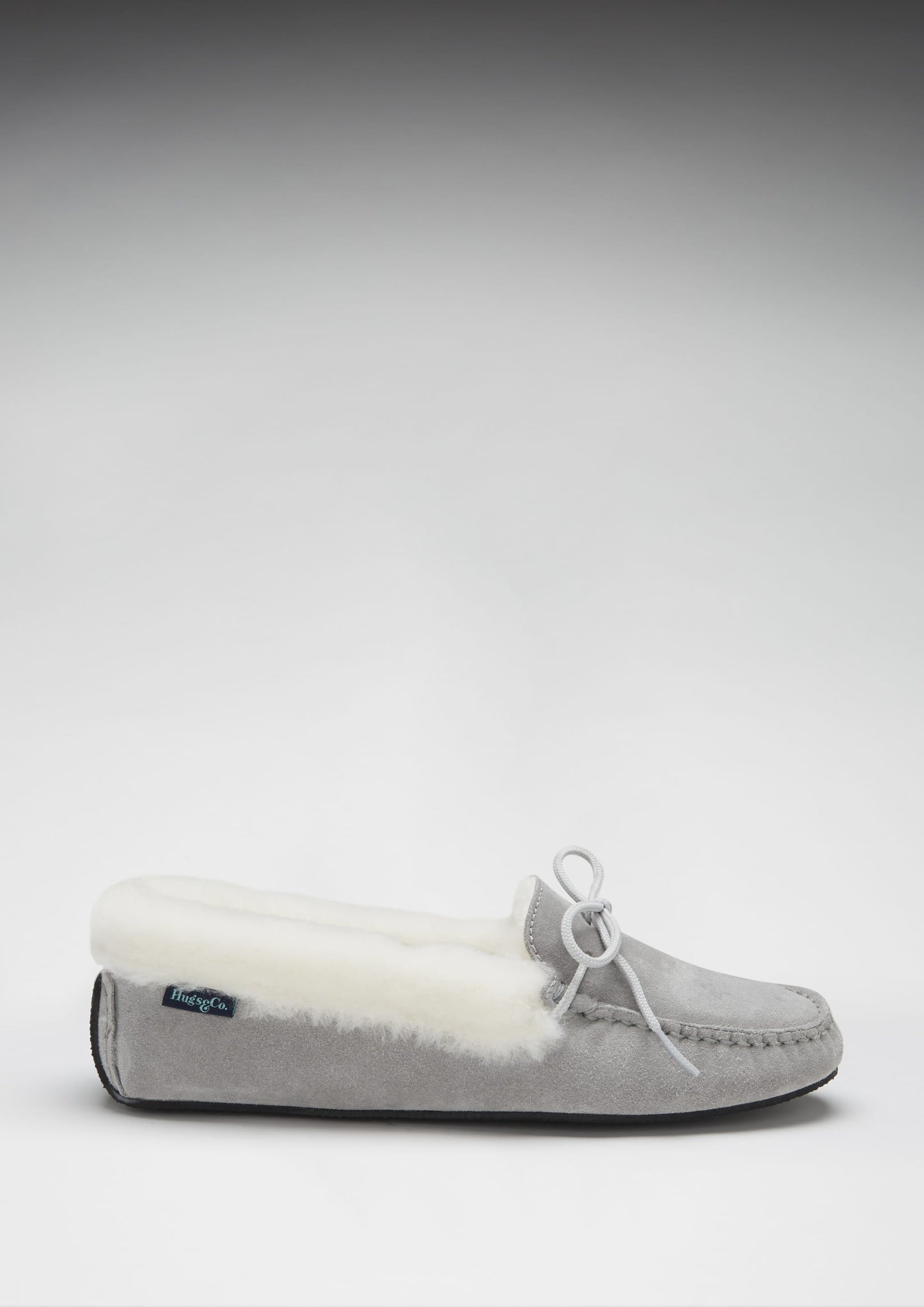 Hugs &  Co.  Women's Slippers, Sheepskin, Dove Grey Suede