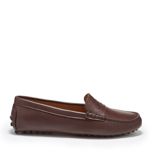Hugs &  Co.  Women's Penny Driving Loafers, Brown Leather