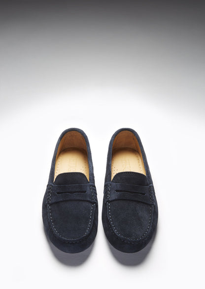 Hugs &  Co.  Penny Driving Loafers, Navy Blue Suede