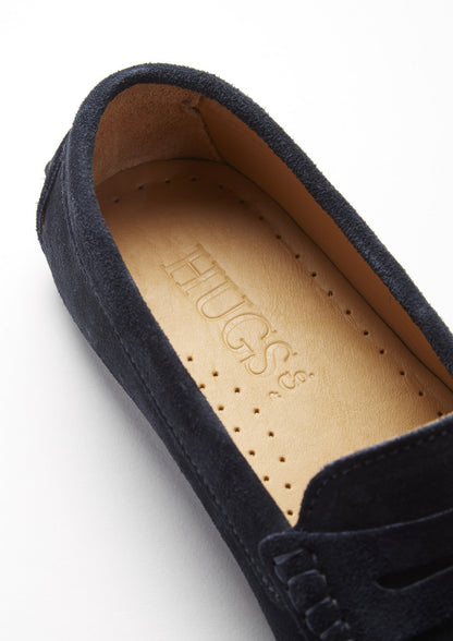Hugs &  Co.  Penny Driving Loafers, Navy Blue Suede