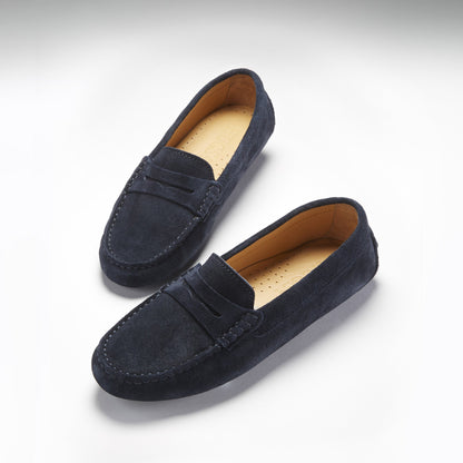 Hugs &  Co.  Penny Driving Loafers, Navy Blue Suede