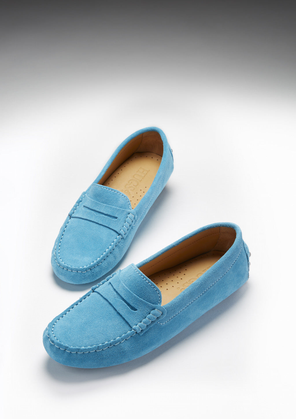 Hugs &  Co.  Women's Penny Driving Loafers, Turquoise Suede