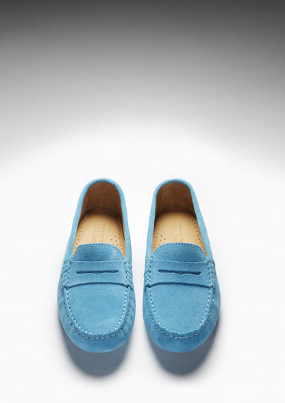 Hugs &  Co.  Women's Penny Driving Loafers, Turquoise Suede