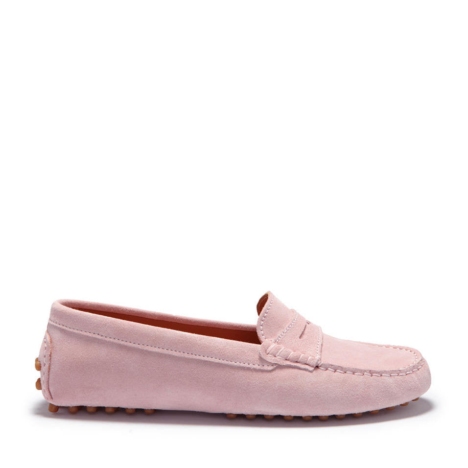 Hugs &  Co.  Women's Penny Driving Loafers, Ice Pink Suede