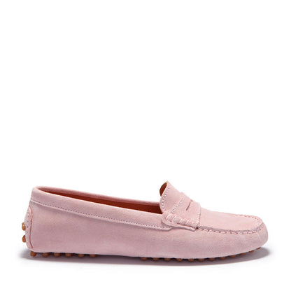 Hugs &  Co.  Women's Penny Driving Loafers, Ice Pink Suede