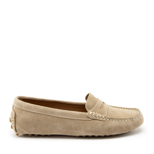 Hugs &  Co.  Women's Penny Driving Loafers, Taupe Suede