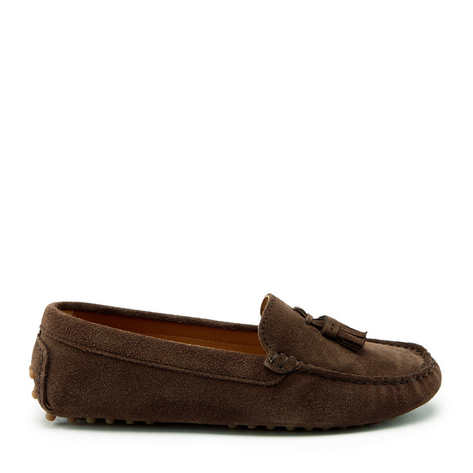 Hugs &  Co.  Women's Tasselled Driving Loafers, Brown Suede