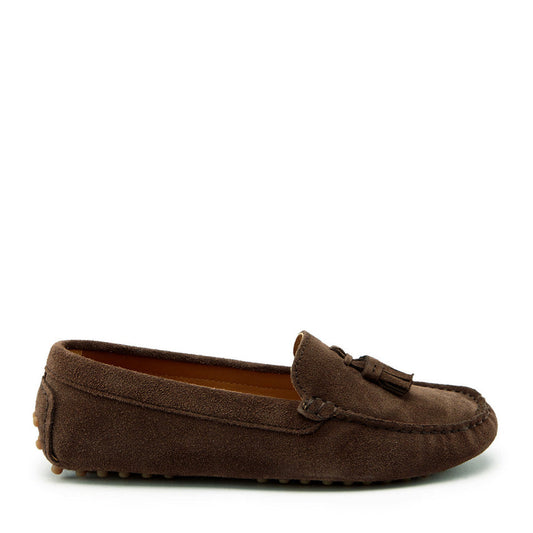 Hugs &  Co.  Women's Tasselled Driving Loafers, Brown Suede