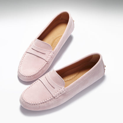 Hugs &  Co.  Women's Penny Driving Loafers, Ice Pink Suede