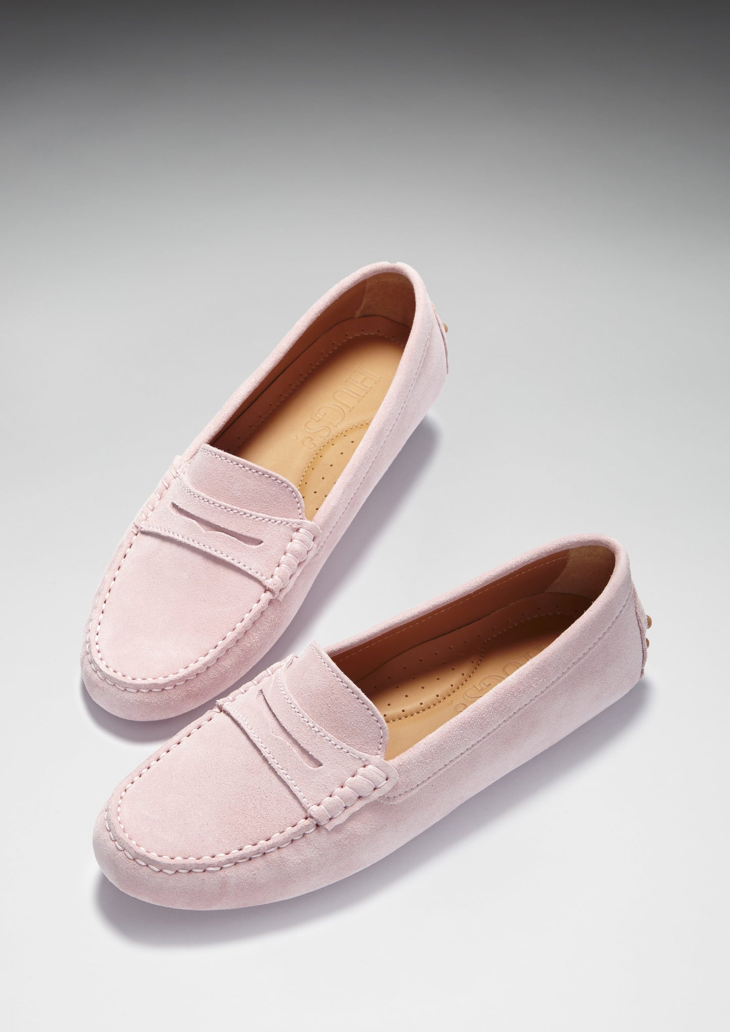 Hugs &  Co.  Women's Penny Driving Loafers, Ice Pink Suede