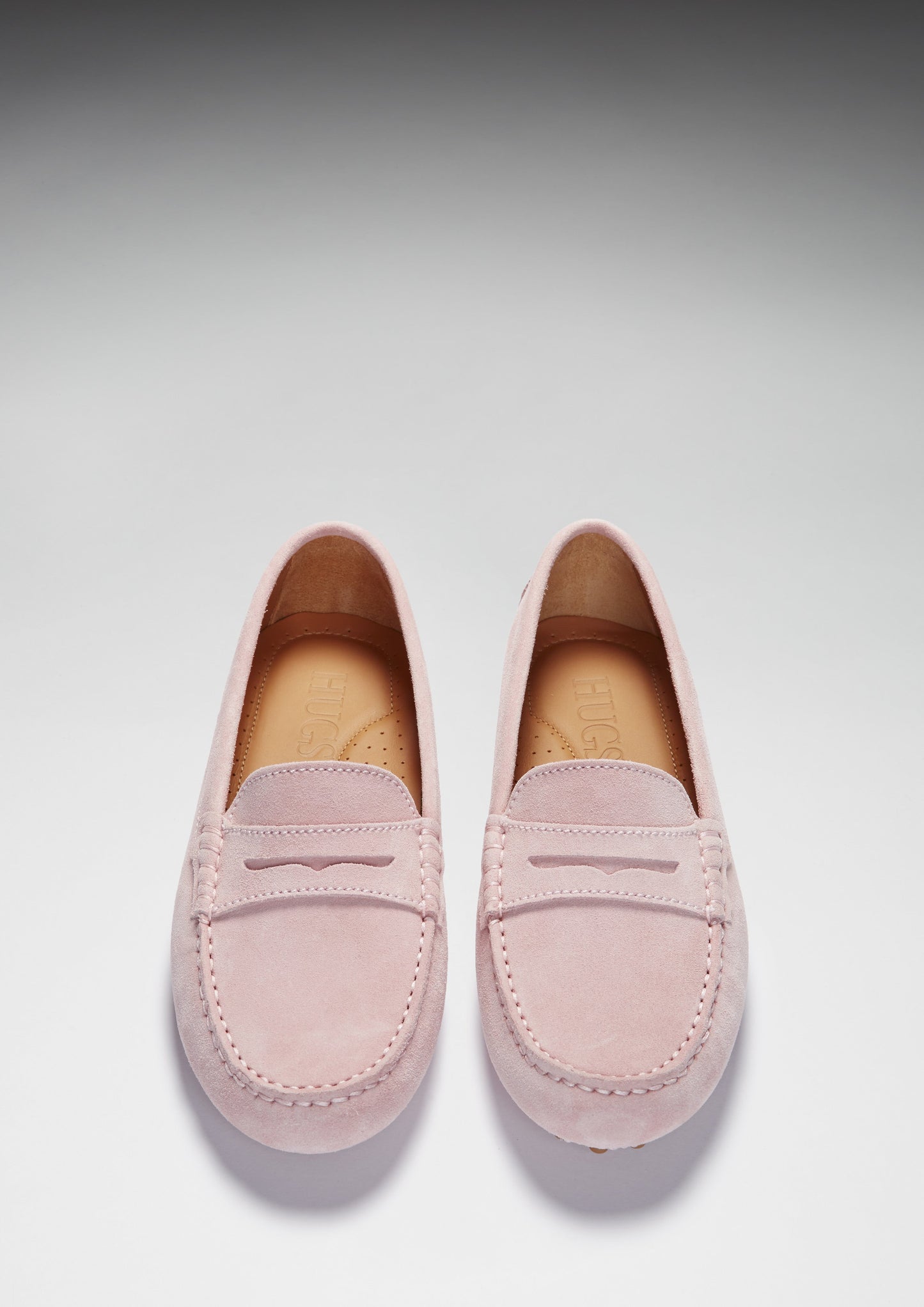 Hugs &  Co.  Women's Penny Driving Loafers, Ice Pink Suede