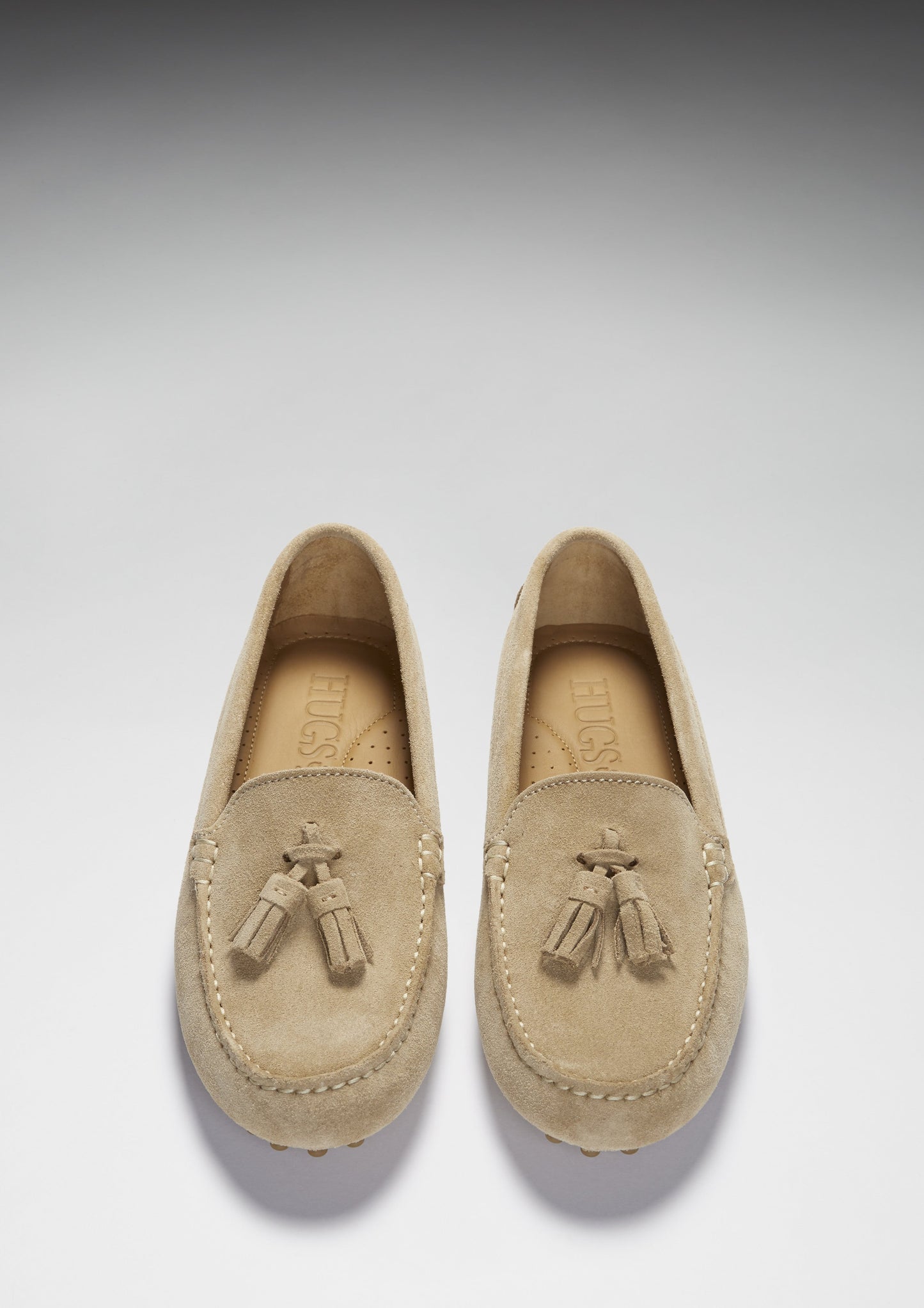 Hugs &  Co.  Women's Tasselled Driving Loafers, Taupe Suede