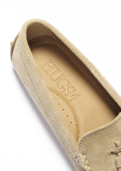 Hugs &  Co.  Women's Tasselled Driving Loafers, Taupe Suede