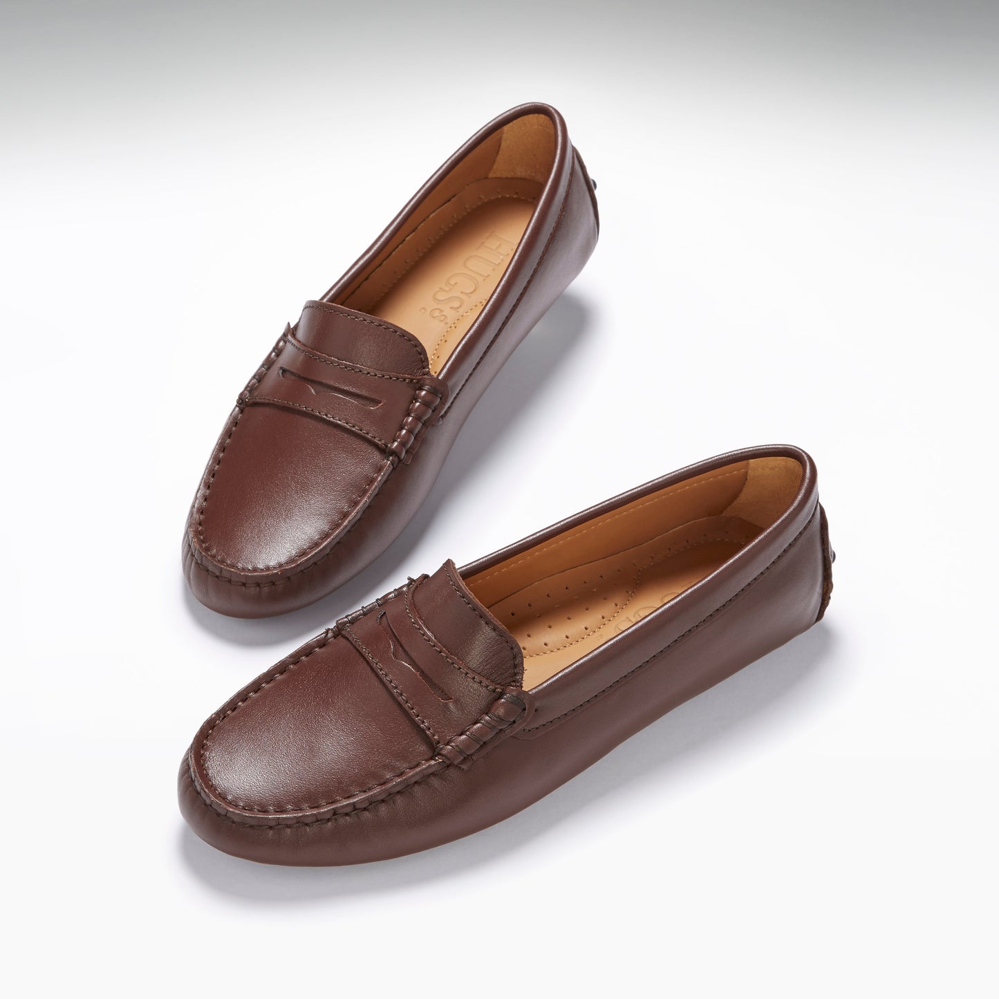 Hugs &  Co.  Women's Penny Driving Loafers, Brown Leather