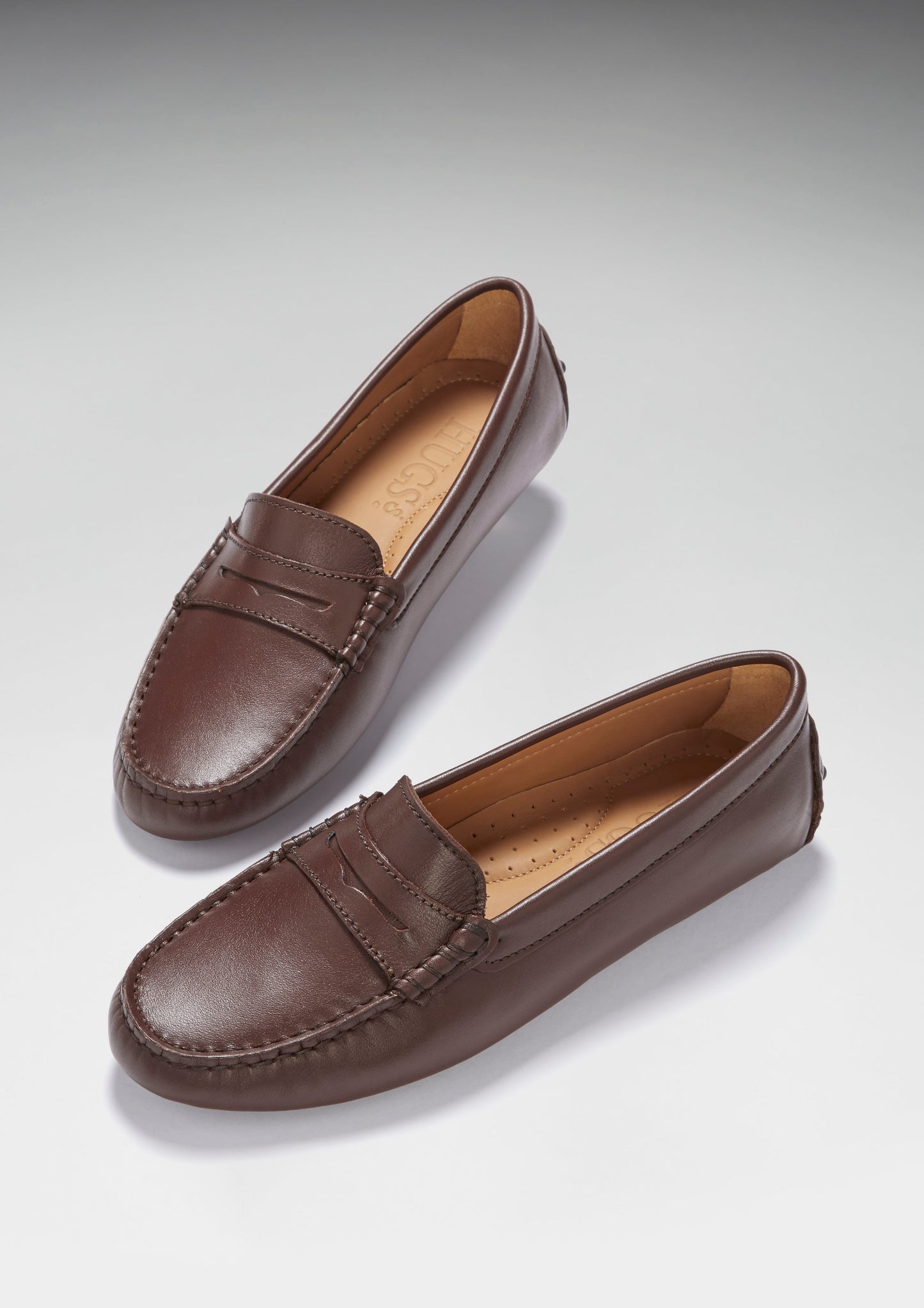 Hugs &  Co.  Women's Penny Driving Loafers, Brown Leather