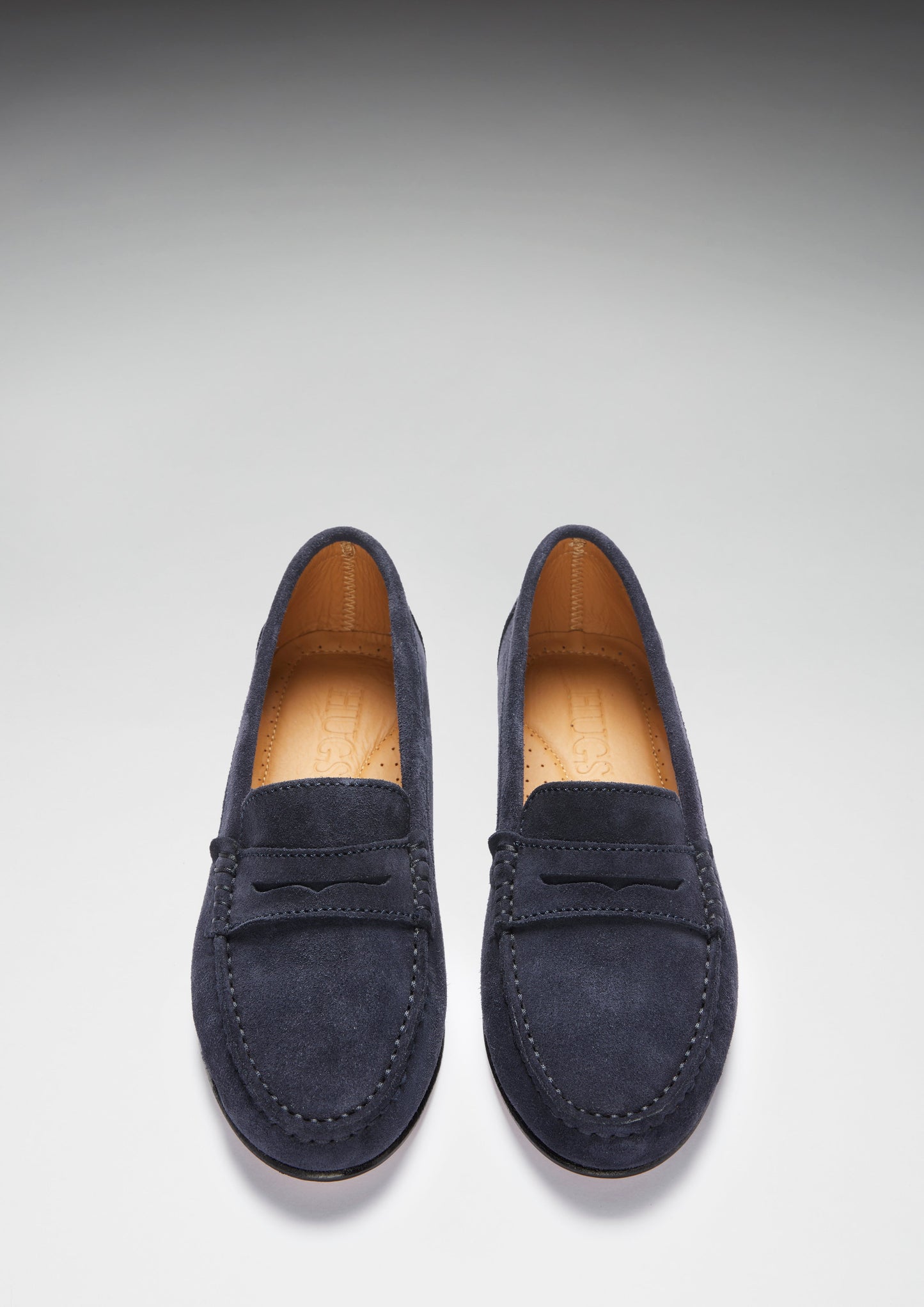 Hugs &  Co.  Women's Penny Loafers Leather Sole, Navy Blue Suede