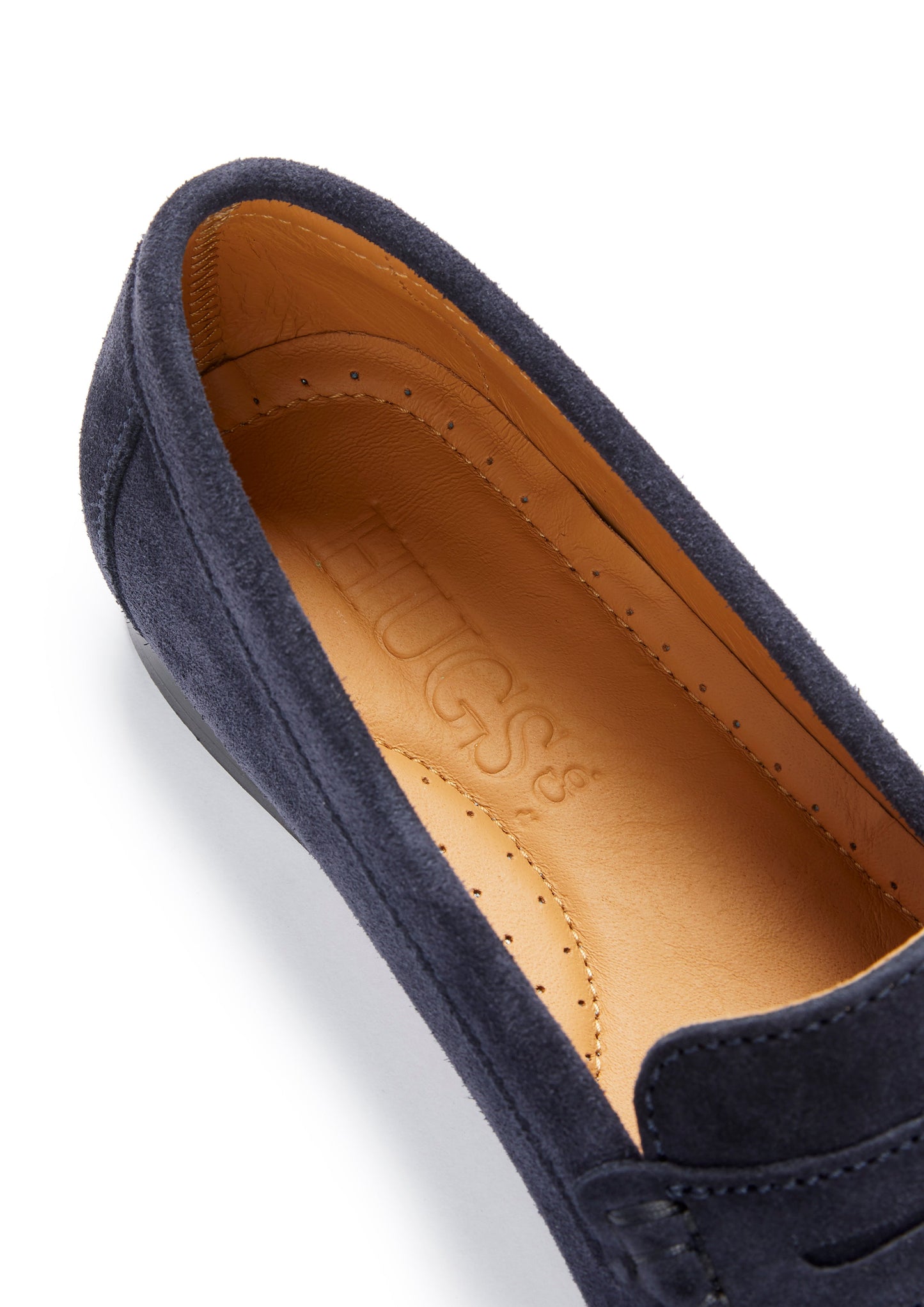 Hugs &  Co.  Women's Penny Loafers Leather Sole, Navy Blue Suede