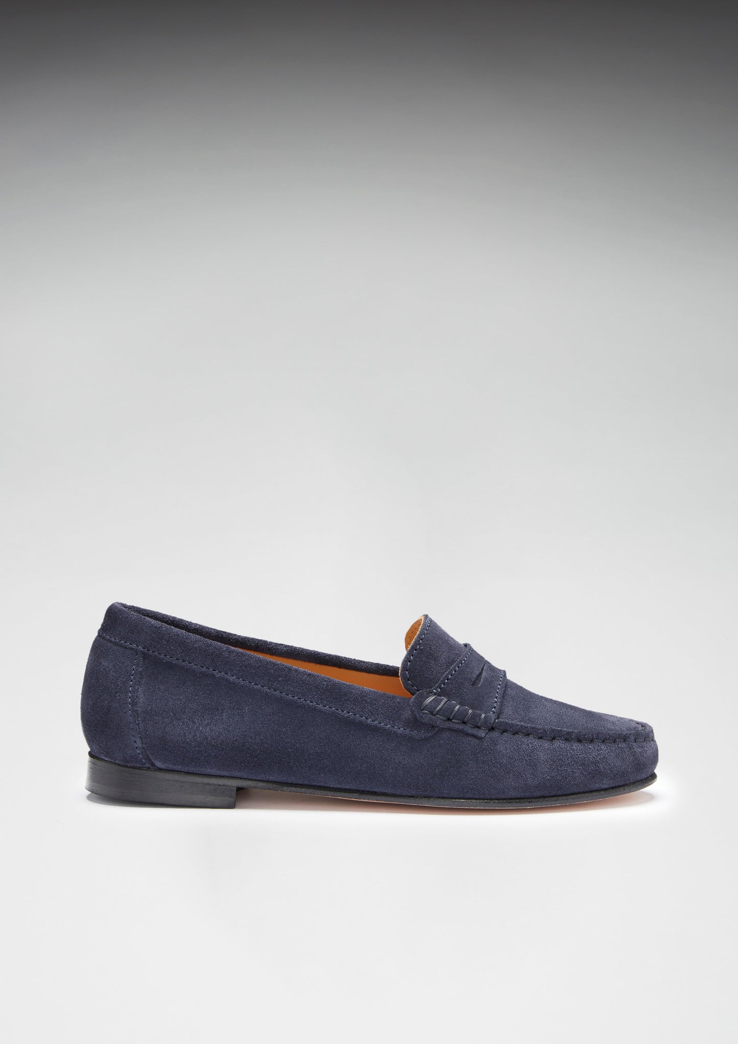 Hugs &  Co.  Women's Penny Loafers Leather Sole, Navy Blue Suede