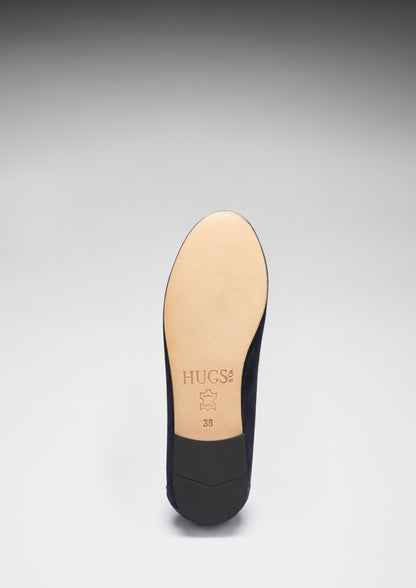 Hugs &  Co.  Women's Penny Loafers Leather Sole, Navy Blue Suede