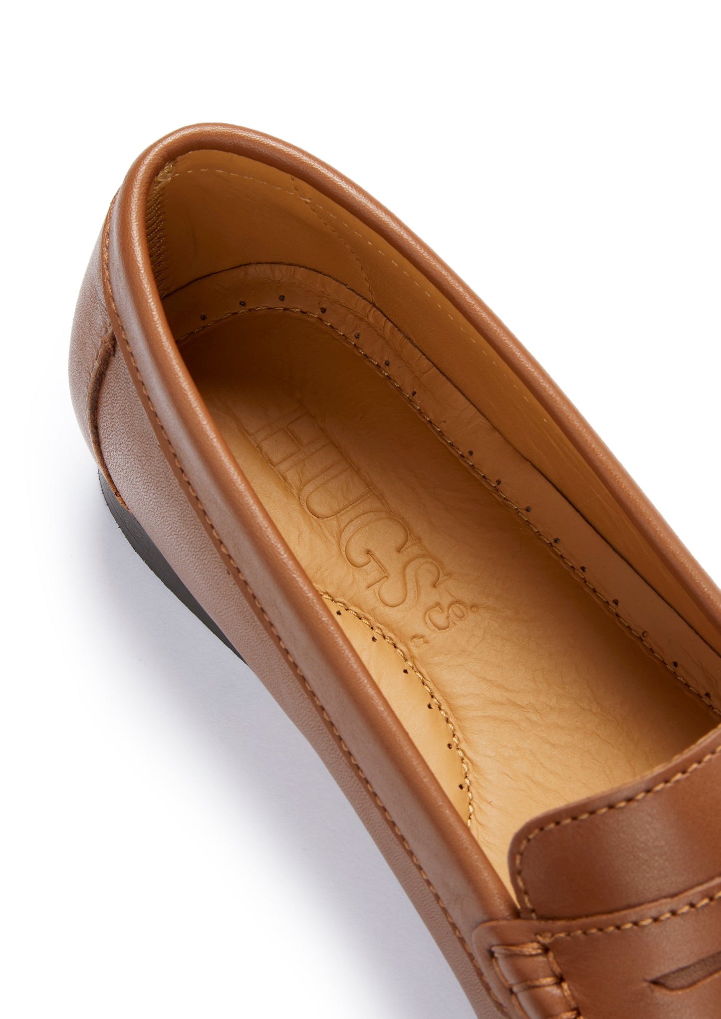 Hugs &  Co.  Women's Penny Loafers Leather Sole, Tan Leather