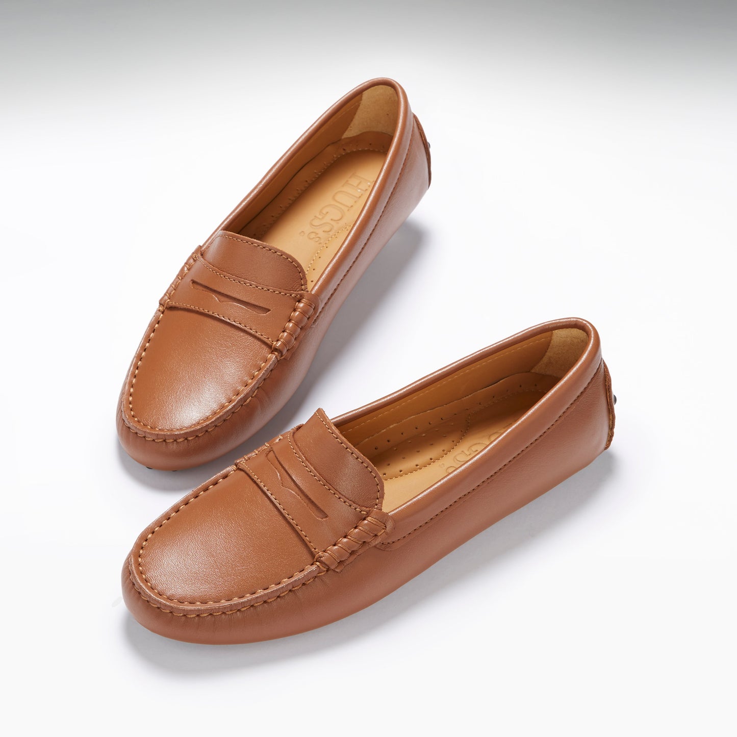 Hugs &  Co.  Women's Penny Driving Loafers, Tan Leather