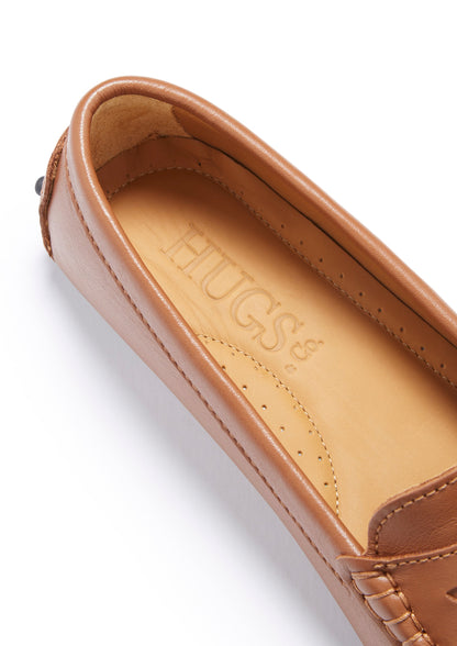 Hugs &  Co.  Women's Penny Driving Loafers, Tan Leather