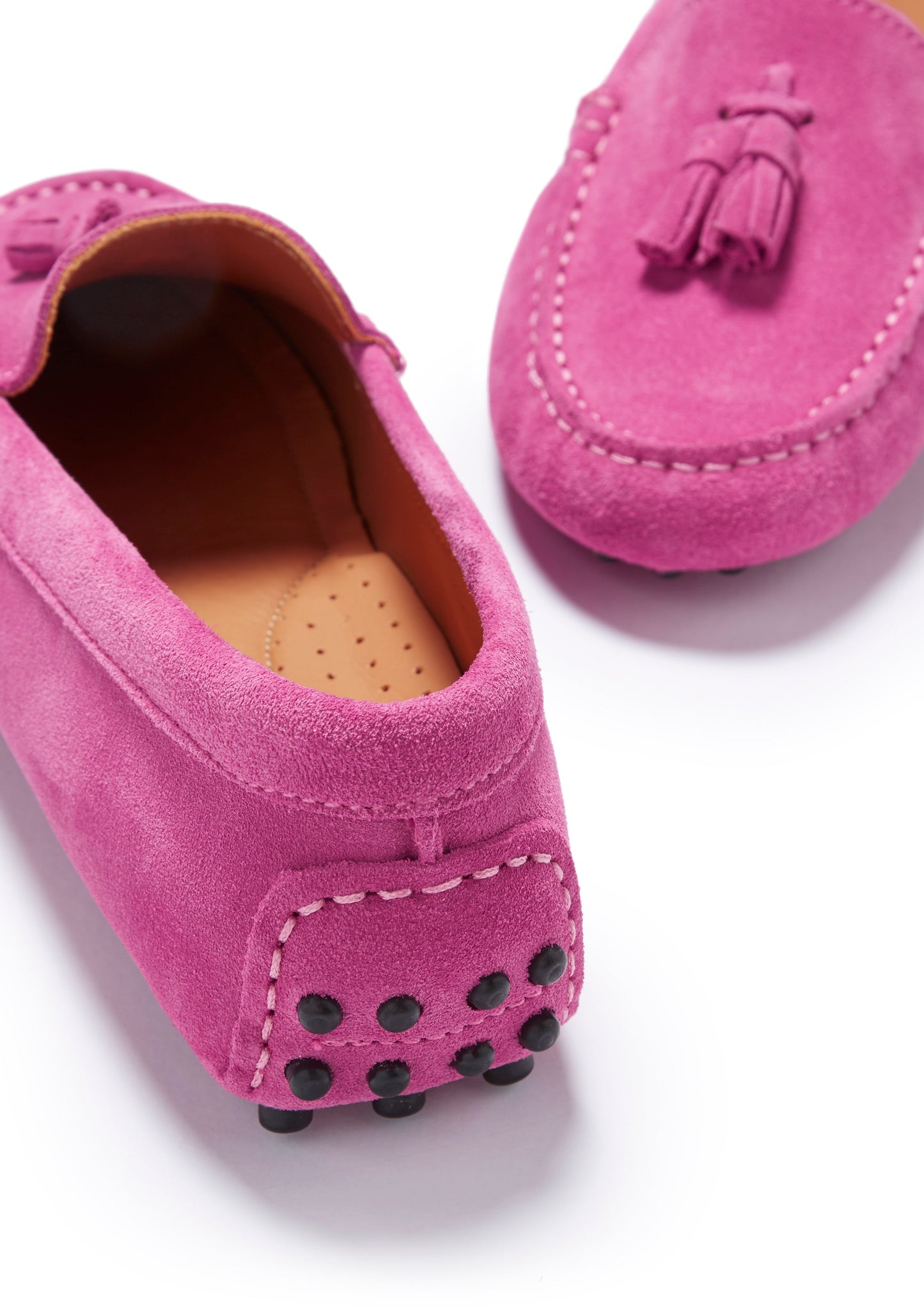Hugs &  Co.   Tasselled Driving Loafers, Pink Suede