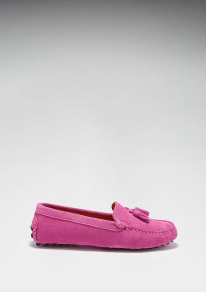 Hugs &  Co.   Tasselled Driving Loafers, Pink Suede