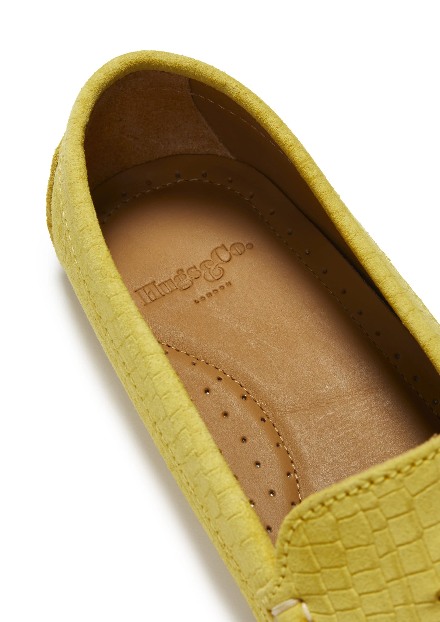 Hugs &  Co.  Women's Tasselled Driving Loafers, Yellow Embossed Suede