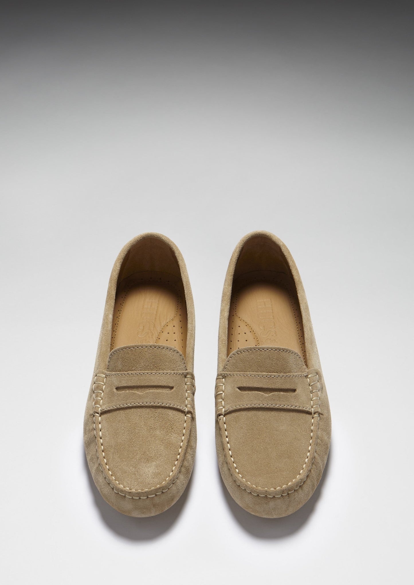 Hugs &  Co.  Women's Penny Driving Loafers, Taupe Suede
