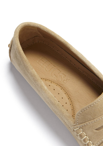 Hugs &  Co.  Women's Penny Driving Loafers, Taupe Suede